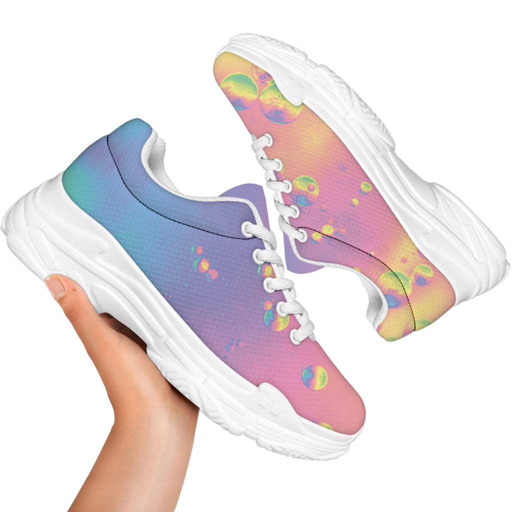 Pastel Acid Melt Print White Chunky Shoes