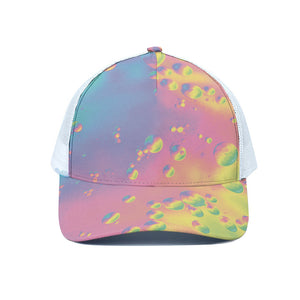 Pastel Acid Melt Print White Mesh Trucker Cap