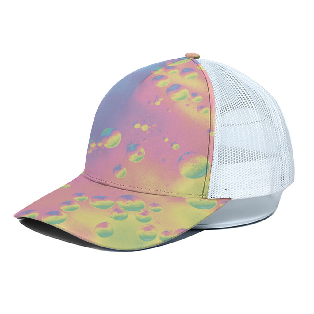 Pastel Acid Melt Print White Mesh Trucker Cap