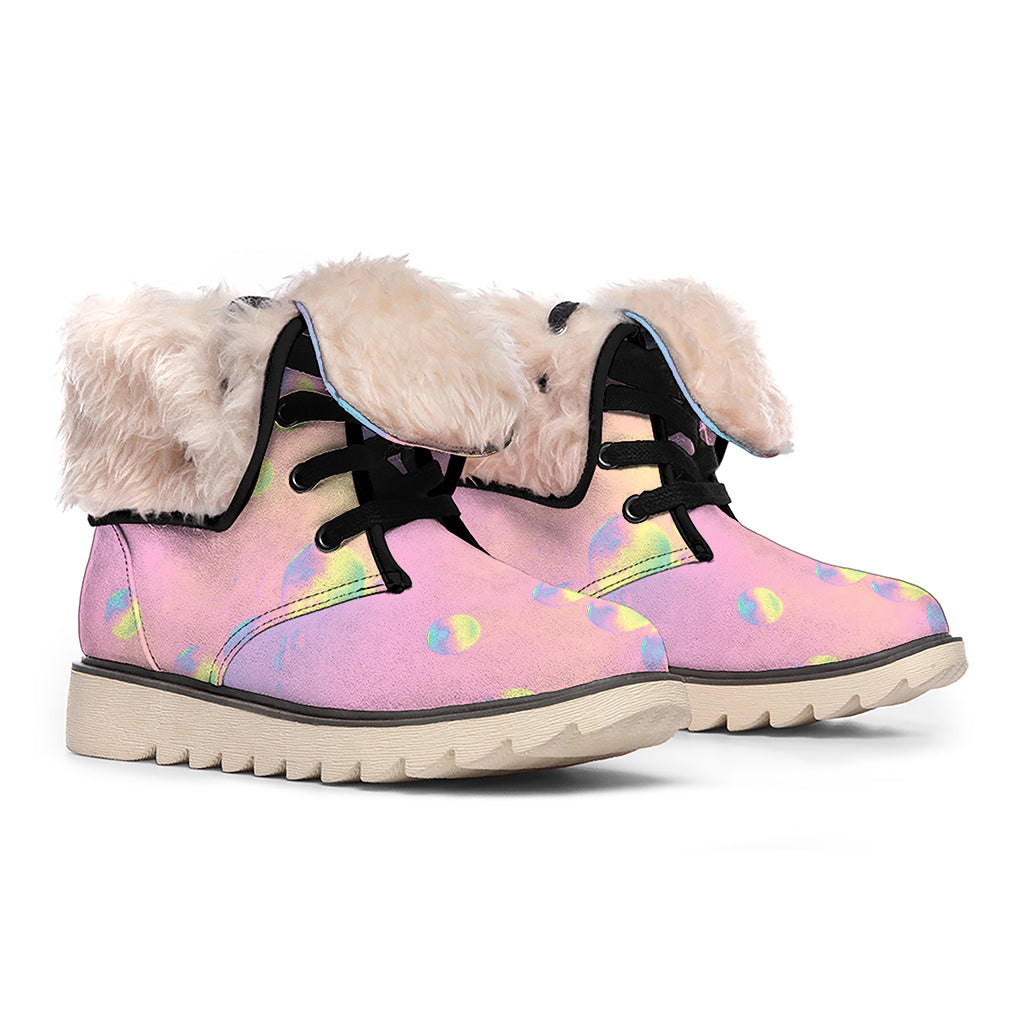 Pastel Acid Melt Print Winter Boots