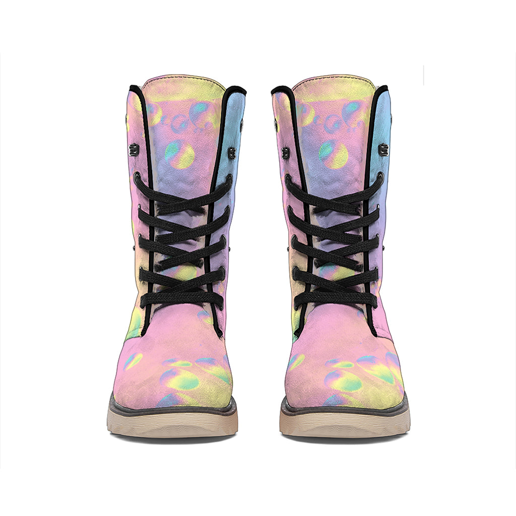 Pastel Acid Melt Print Winter Boots