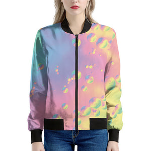 Pastel Acid Melt Print Women's Bomber Jacket