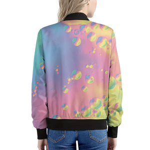 Pastel Acid Melt Print Women's Bomber Jacket