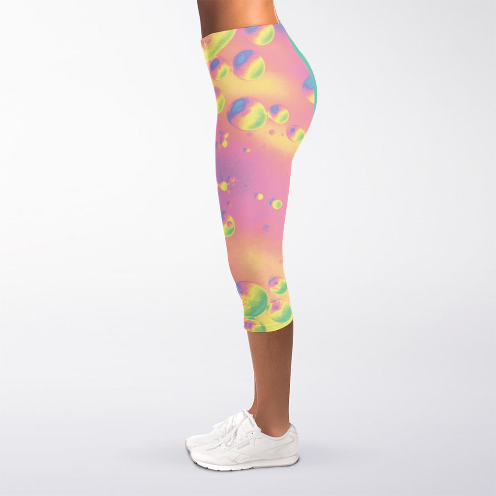 Pastel Acid Melt Print Women's Capri Leggings