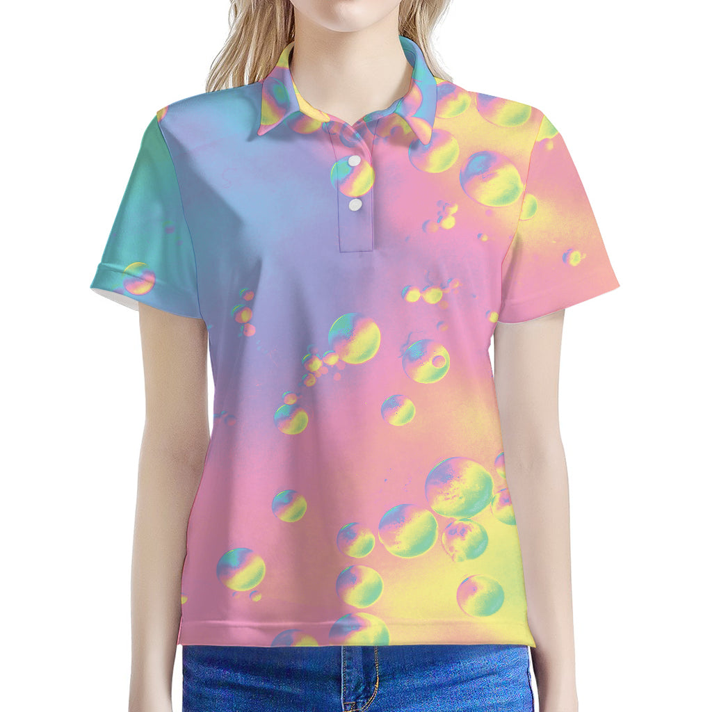 Pastel Acid Melt Print Women's Polo Shirt