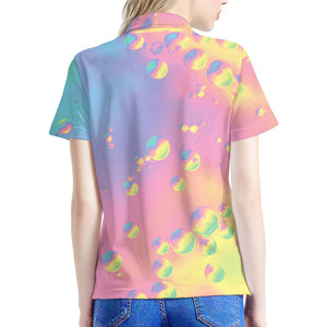 Pastel Acid Melt Print Women's Polo Shirt