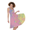 Pastel Acid Melt Print Women's Sleeveless Dress