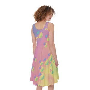 Pastel Acid Melt Print Women's Sleeveless Dress