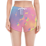 Pastel Acid Melt Print Women's Split Running Shorts