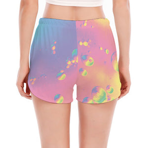 Pastel Acid Melt Print Women's Split Running Shorts