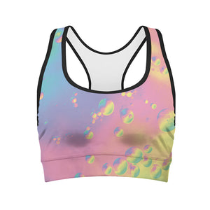 Pastel Acid Melt Print Women's Sports Bra