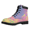 Pastel Acid Melt Print Padded Collar Lace Up Boots