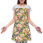 Pastel Alstroemeria Zigzag Pattern Print Adjustable Apron