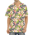 Pastel Alstroemeria Zigzag Pattern Print Aloha Shirt