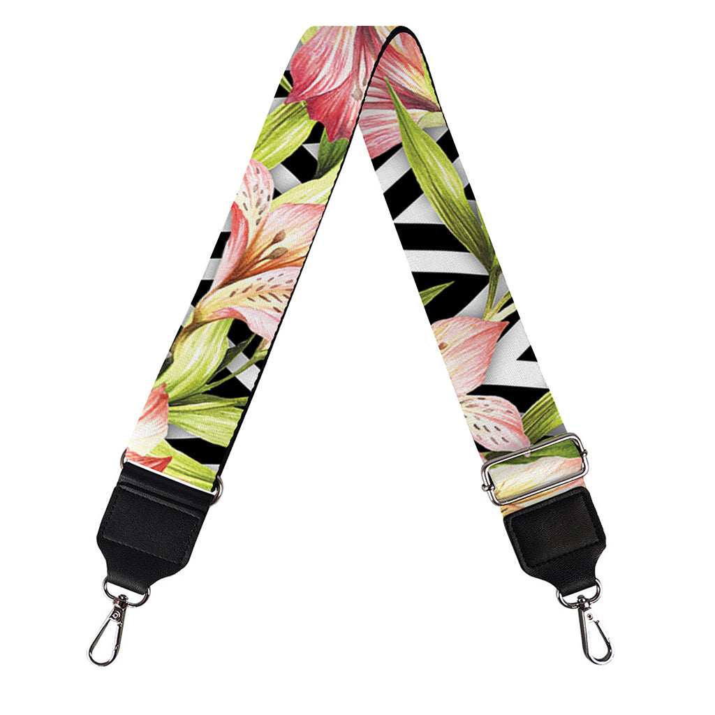 Pastel Alstroemeria Zigzag Pattern Print Bag Strap