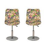 Pastel Alstroemeria Zigzag Pattern Print Bar Stool Covers