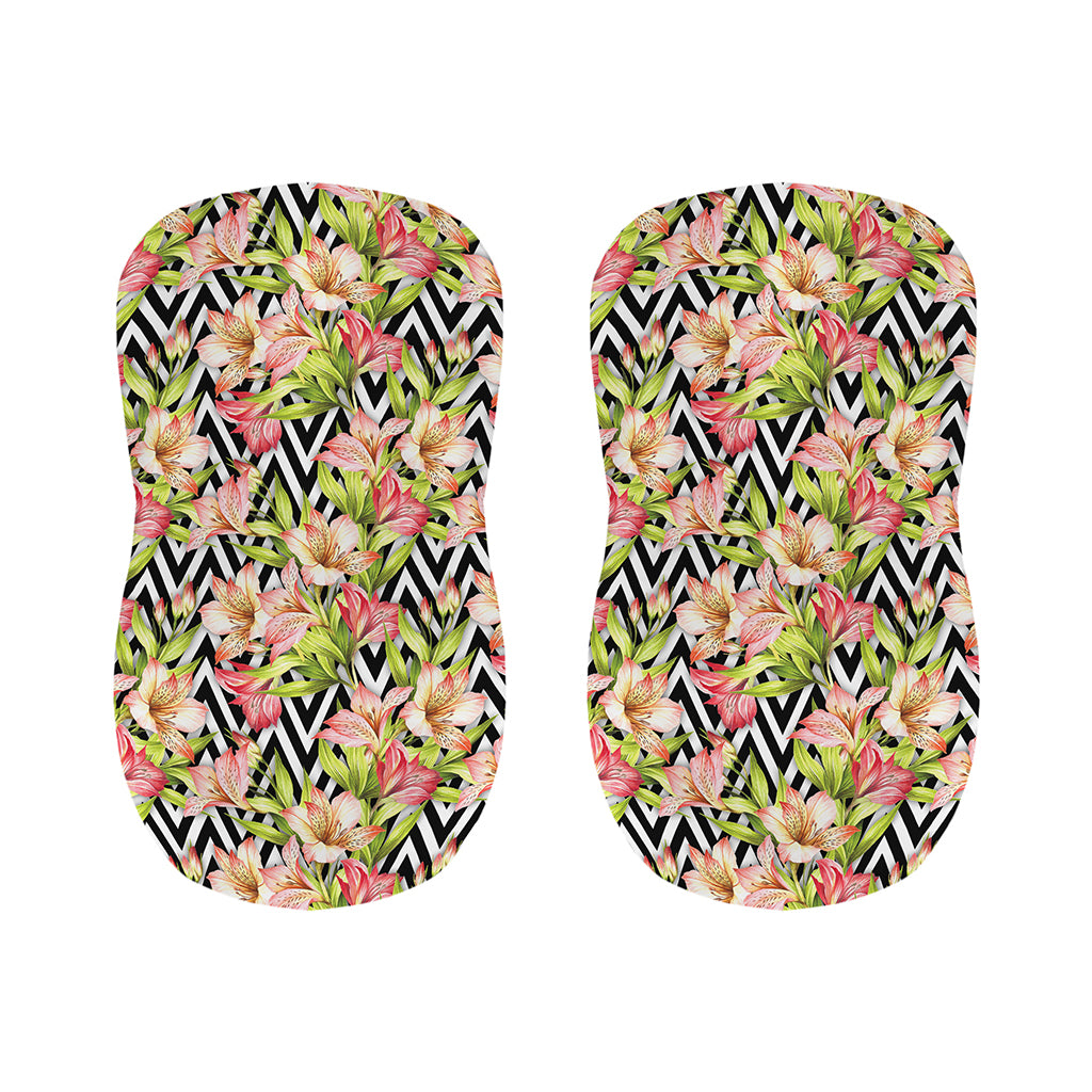 Pastel Alstroemeria Zigzag Pattern Print Bar Stool Covers