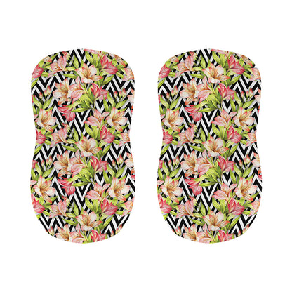 Pastel Alstroemeria Zigzag Pattern Print Bar Stool Covers