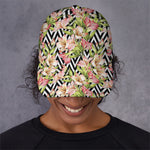 Pastel Alstroemeria Zigzag Pattern Print Baseball Cap