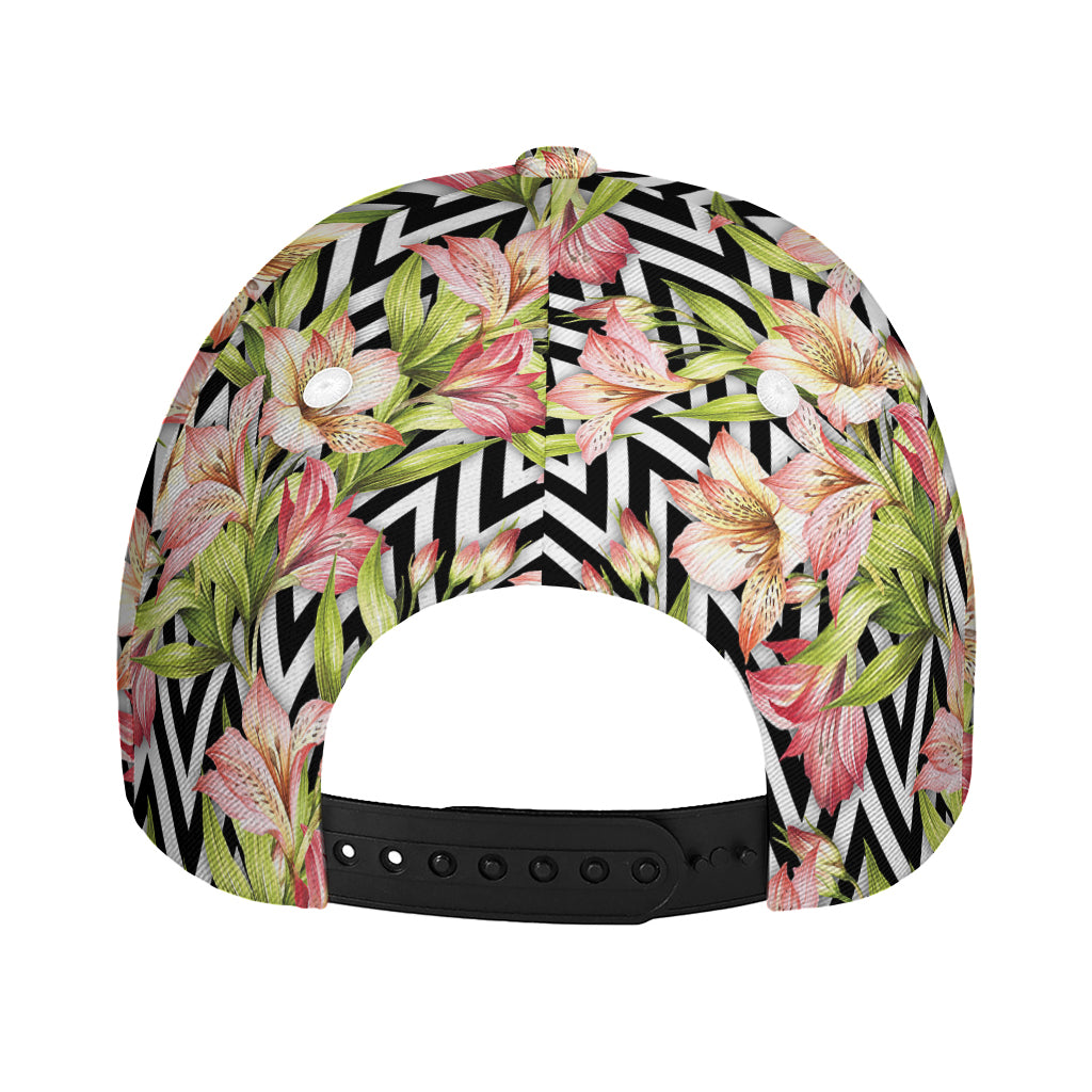 Pastel Alstroemeria Zigzag Pattern Print Baseball Cap