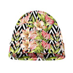 Pastel Alstroemeria Zigzag Pattern Print Beanie