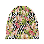 Pastel Alstroemeria Zigzag Pattern Print Beanie