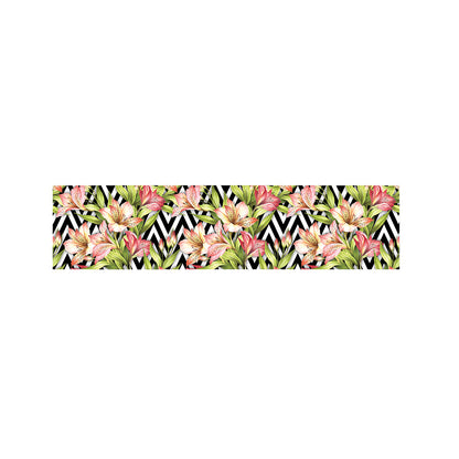 Pastel Alstroemeria Zigzag Pattern Print Bed Runner