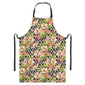 Pastel Alstroemeria Zigzag Pattern Print Bib Apron With Pocket