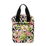 Pastel Alstroemeria Zigzag Pattern Print Bible Tote Bag