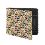 Pastel Alstroemeria Zigzag Pattern Print Bifold Wallet