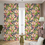 Pastel Alstroemeria Zigzag Pattern Print Blackout Pencil Pleat Curtains