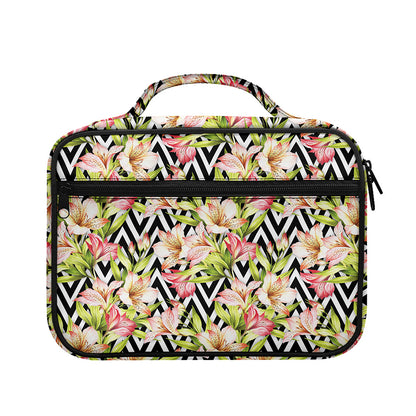 Pastel Alstroemeria Zigzag Pattern Print Briefcase Bible Bag