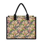 Pastel Alstroemeria Zigzag Pattern Print Canvas Tote Bag