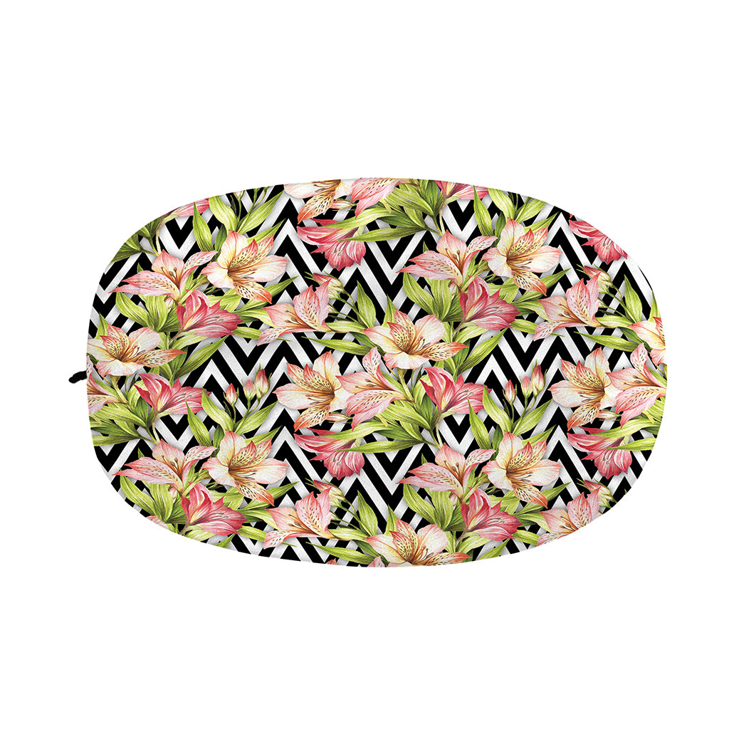 Pastel Alstroemeria Zigzag Pattern Print Car Side Mirror Covers