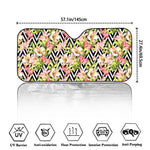 Pastel Alstroemeria Zigzag Pattern Print Car Windshield Sun Shade