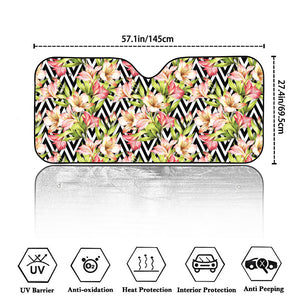 Pastel Alstroemeria Zigzag Pattern Print Car Windshield Sun Shade