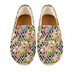 Pastel Alstroemeria Zigzag Pattern Print Casual Shoes