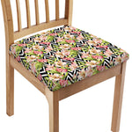 Pastel Alstroemeria Zigzag Pattern Print Chair Cushion Cover