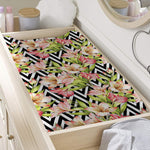 Pastel Alstroemeria Zigzag Pattern Print Changing Pad Cover