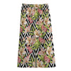 Pastel Alstroemeria Zigzag Pattern Print Cotton Front Slit Maxi Skirt