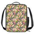 Pastel Alstroemeria Zigzag Pattern Print Crossbody Lunch Bag