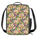 Pastel Alstroemeria Zigzag Pattern Print Crossbody Lunch Bag