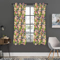 Pastel Alstroemeria Zigzag Pattern Print Grommet Curtain Panels