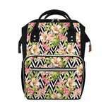 Pastel Alstroemeria Zigzag Pattern Print Diaper Bag