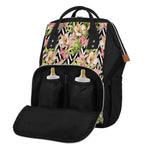 Pastel Alstroemeria Zigzag Pattern Print Diaper Bag