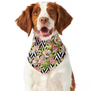 Pastel Alstroemeria Zigzag Pattern Print Dog Bandana