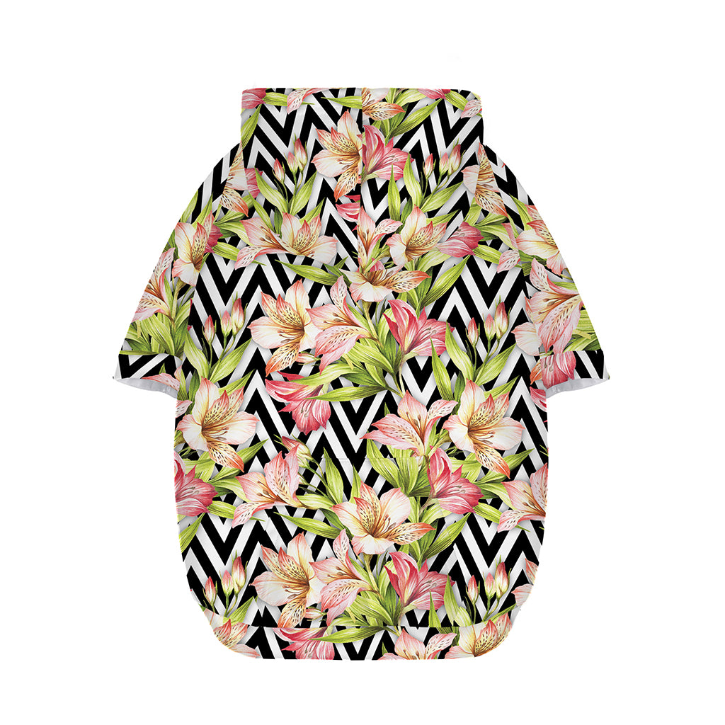 Pastel Alstroemeria Zigzag Pattern Print Dog Zip Up Hoodie