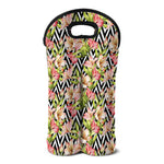 Pastel Alstroemeria Zigzag Pattern Print Double Neoprene Wine Tote