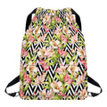 Pastel Alstroemeria Zigzag Pattern Print Drawstring Backpack