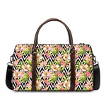 Pastel Alstroemeria Zigzag Pattern Print Duffle Bag